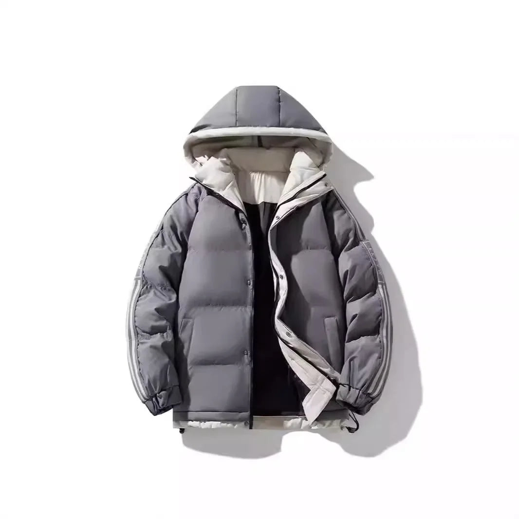 Autumn and winter men's cotton-padded jacket 2024 new plus size cotton-padded warm men's thickened cotton coat hooded coat men