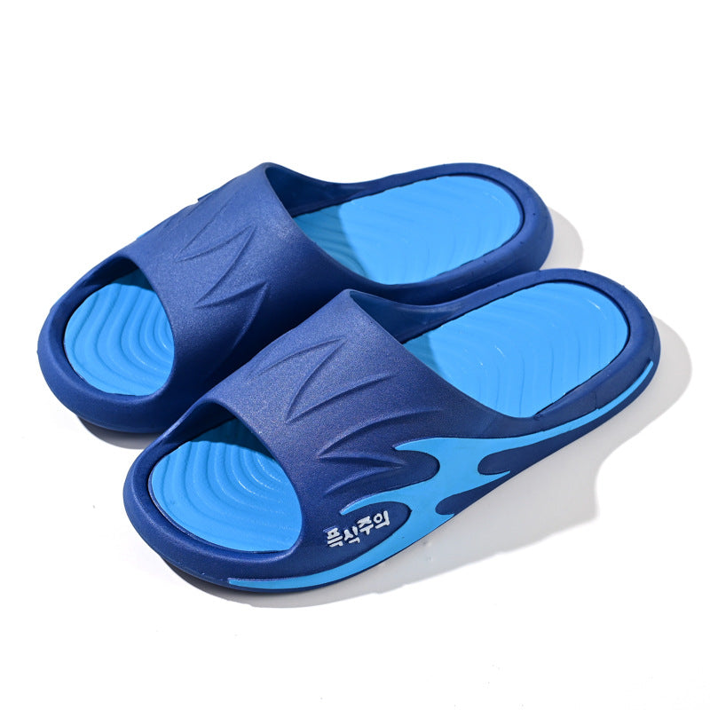 Free shipping new men's one-word slippers with shit feeling home bathroom non-slip fashionable breathable men's slippers