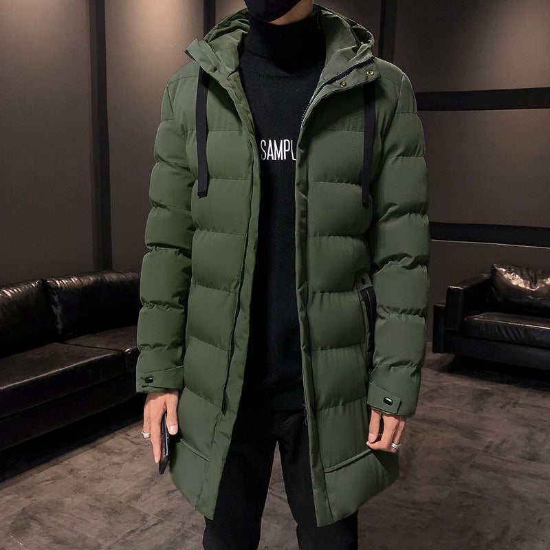 Mid-Length Cotton Outwear Men's Winter Jacket 2025 New Thickeneded Hooded Cotton Jacket Men's Korean Style Trendyy Cotton Jacket
