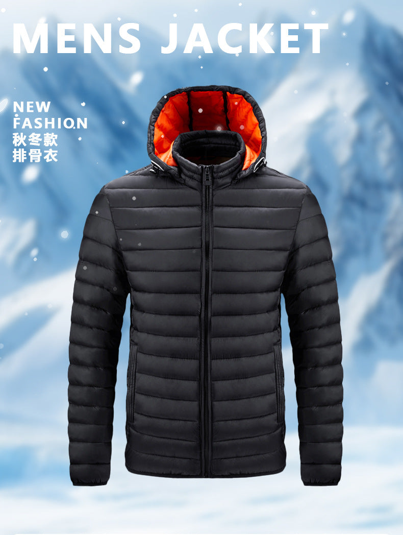 2025 Autumn/Winter Ribbed Jacket with Zipper, Detachable Hood, Men's Cross-Border E-Commerce Dropshipping, 2025 New Model