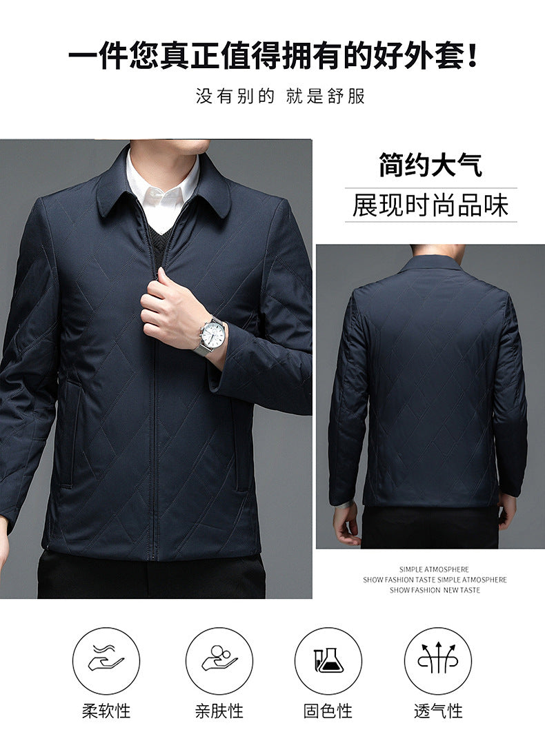 Middle-Aged Men's Jacket 2025 Winter New Style Lapel Middle-Aged Dad's Cotton-Padded Jacket Business Casual Men's Jacket Dropshipping