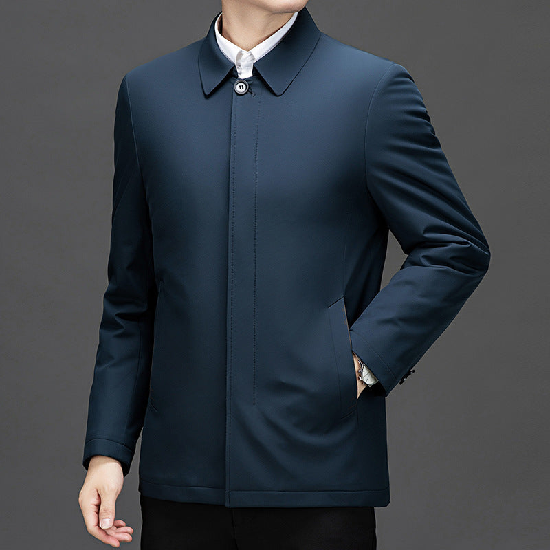 Pastoral Bird Jacket Cotton Coat Coat Winter Middle-aged and Elderly Men's Lapel Business Casual Lightweight Warm Silk Cotton Coat