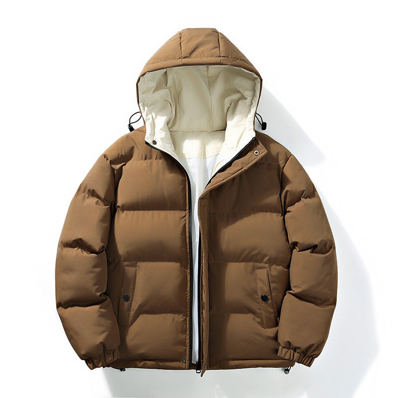 Men's Winter Casual Hooded Jacket Japanese Style Windproof Thick Warm Sports Coat