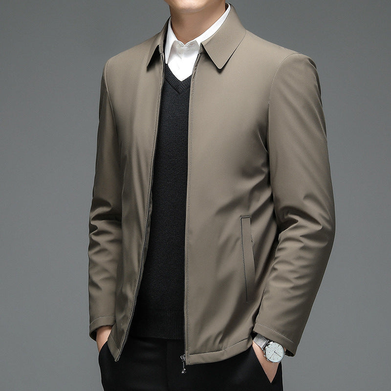 Pastoral Bird Lapel Jacket Thickened Autumn and Winter New Business Casual Cotton Coat Jacket Cadre Leading Dad Cotton Coat Men