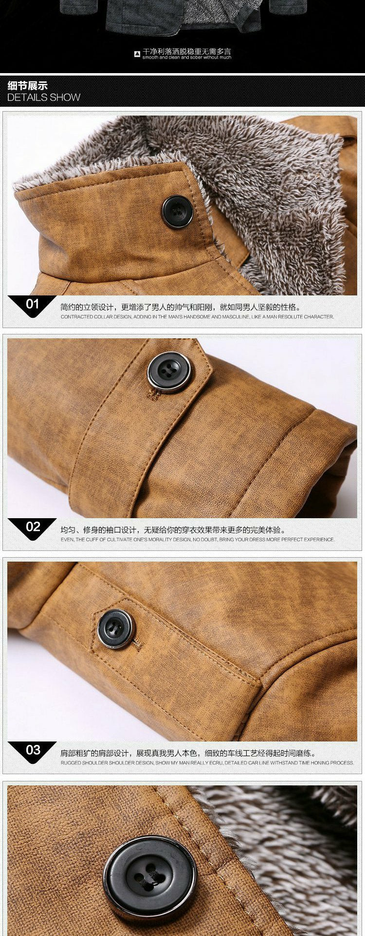 Cross-border Amazon men's clothing factory in stock Winter new men's stand collar PU fur integrated warm jacket