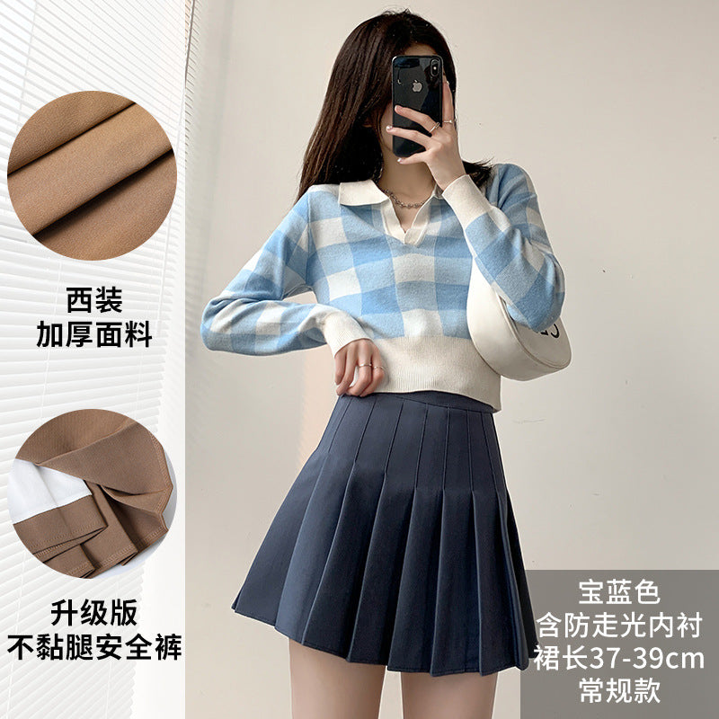 Pleated Skirt Women's Summer Jk Skirt Slimming Look New Plaid Skirt High Waist Korean Style Black A-Line Skirt Large Size Short Skirt