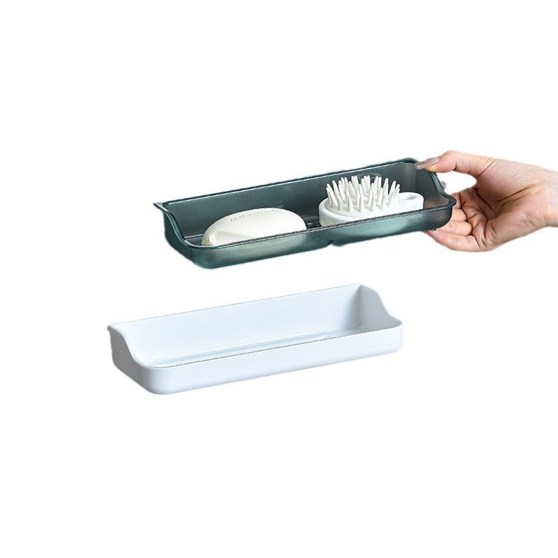 Wall-mounted Soap Box Bathroom Non-perforated Suction-cup Soap Box Bathroom Creative Double-layer Draining Rack Storage Rack