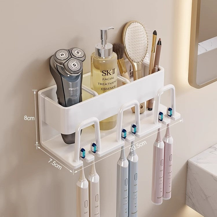Toothbrush Storage Rack Non-Punch Brush Cup Mouthwash Cup Rack Wall-Mounted Bathroom Household Toothware Hanger