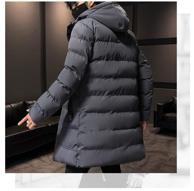 Mid-Length Cotton Outwear Men's Winter Jacket 2025 New Thickeneded Hooded Cotton Jacket Men's Korean Style Trendyy Cotton Jacket