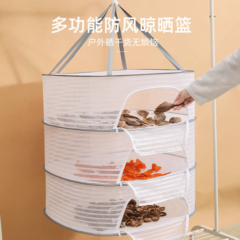 Drying Net Dry Goods Artifact Fly-proof Cage Foldable Balcony Dry Goods Net Home Drying Fish Drying Vegetable Net