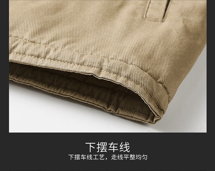 Winter fleece-lined Thickened Cotton-padded Clothes Men's Warm Crock Jacket Youth Wool Collar Retro Casual Cotton-padded Jacket Men's 2188