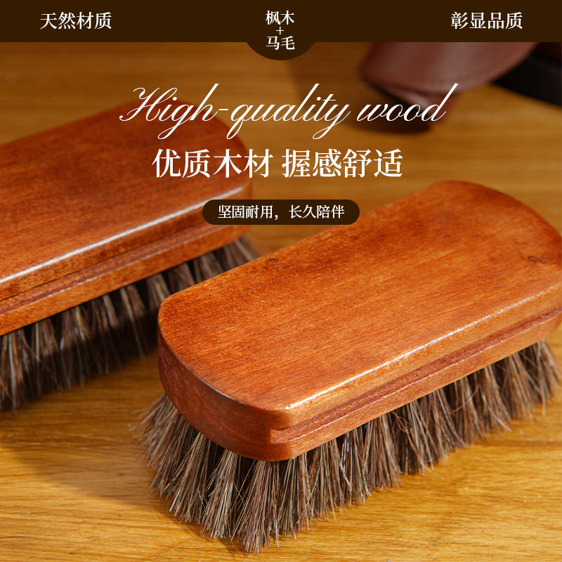 Full Horsehair Brush (Excluding Pp) for Leather Shoes, Used for Applying Shoe Polish, Polishing Leather, and Soft-Bristle Cleaning