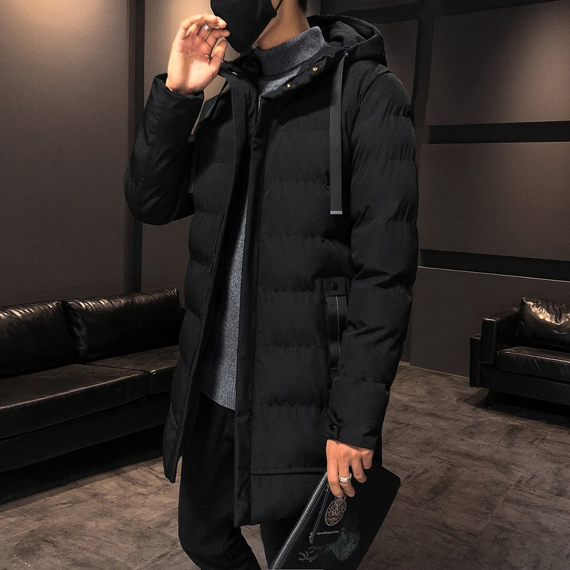 Mid-Length Cotton Outwear Men's Winter Jacket 2025 New Thickeneded Hooded Cotton Jacket Men's Korean Style Trendyy Cotton Jacket