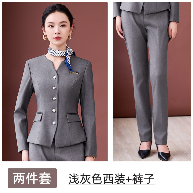 Professional Suit Suit Women's Autumn and Winter New Hotel Front Desk Jewelry Store Workwear Beauty Salon Front Desk Manager Workwear