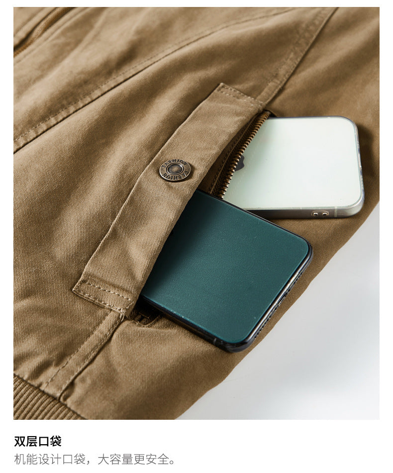 Factory Direct Sales Winter Velvet Men's Cotton-Padded Workwear Cotton-Padded Jacket Pilot Cotton-Padded Jacket 68C16