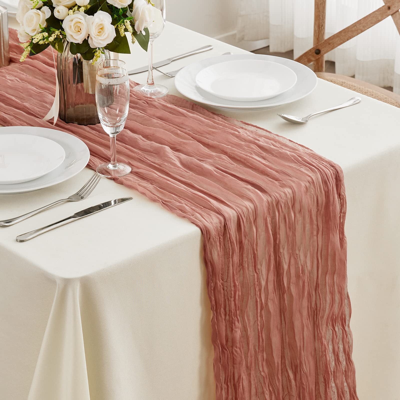 Cross-border foreign trade wholesale Bali yarn wrinkled table flag twist table flag tablecloth wedding party decoration wrinkled table flag
