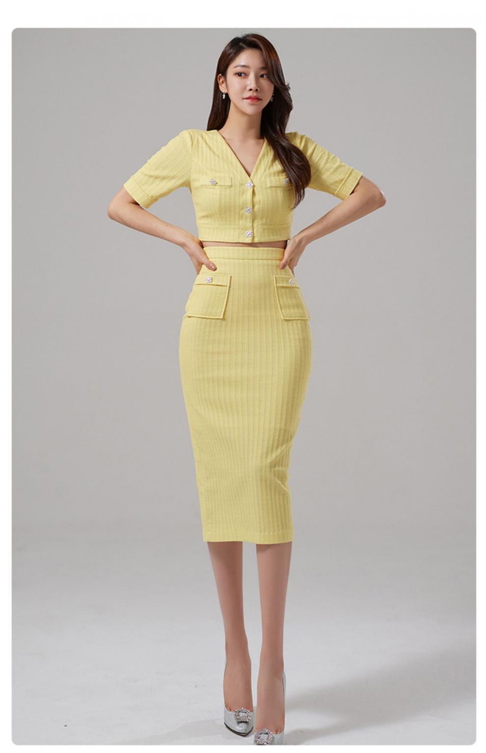 Foreign Trade Women's Clothing 2025 Spring and Summer New Korean Style Simple Fashion Casual Tops Small Cardigans Slim Hip Skirts Two