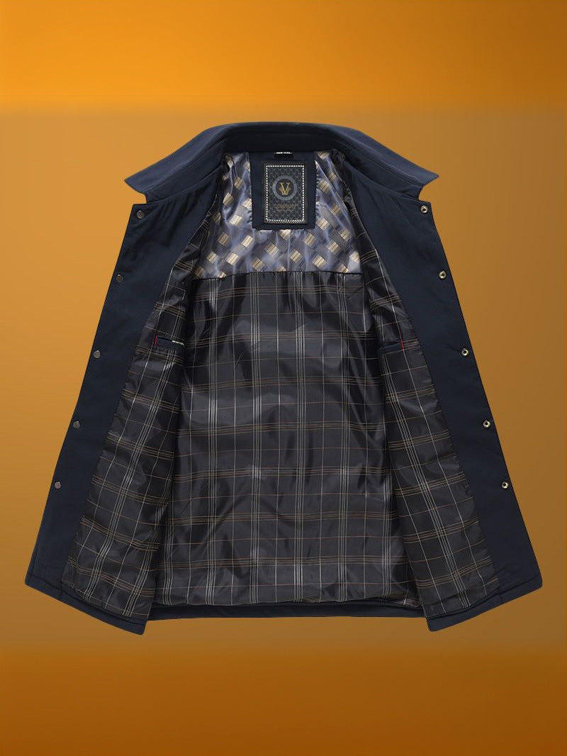 Middle-Aged Men's Autumn and Winter Lapel Jacket, Dad's Cotton Coat, Thickened Warm Cotton-Padded Jacket, Men's Winter Cotton Coat