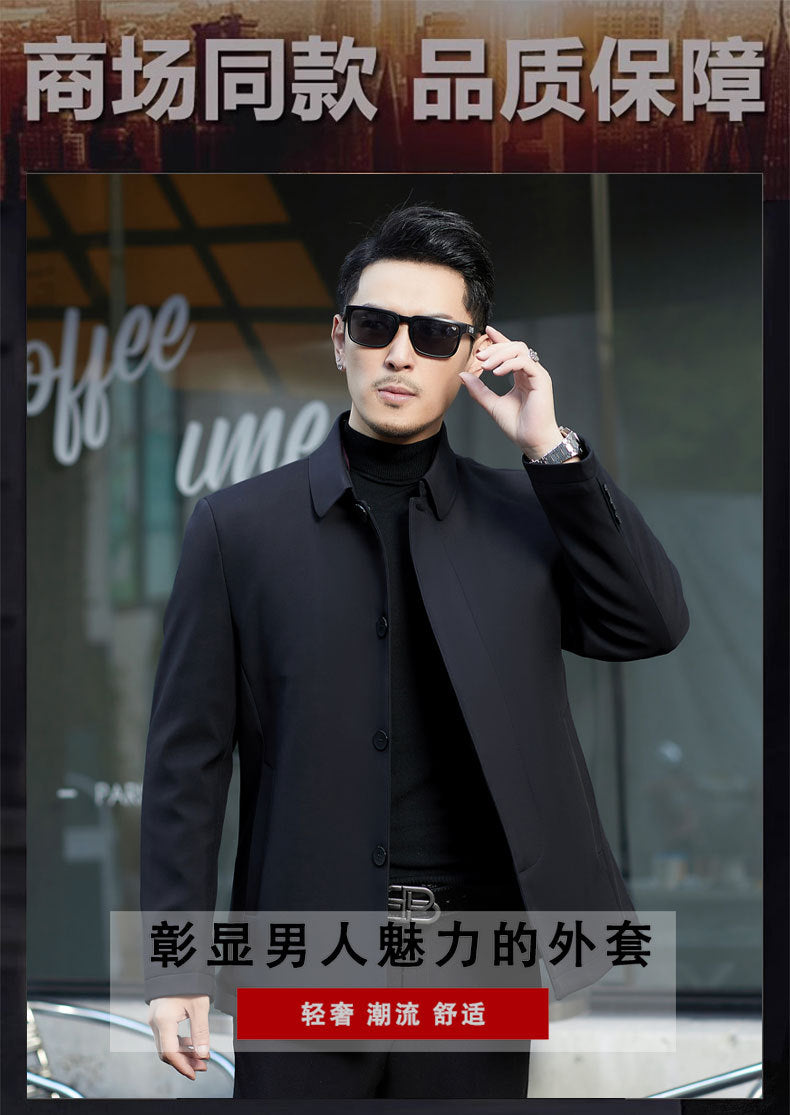 2024 Winter Coat Thickened Cotton-padded Jacket Men's High-grade Mulberry Silk Cotton-padded Jacket for Middle-aged and Elderly Dads Business Casual Jacket
