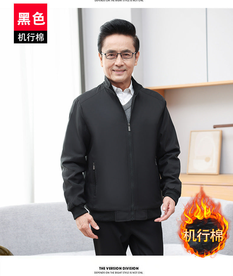 Classic Explosions plus size Middle-aged and Elderly Dad Clothes Winter fleece-lined Thickened Executive Collar Thickened fleece-lined Jacket
