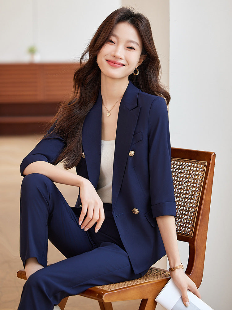 Seven-point Sleeve Suit suit Women's Spring and Summer New College Student Work Clothes Interview Dress Slim-fit Jacket Professional Suit