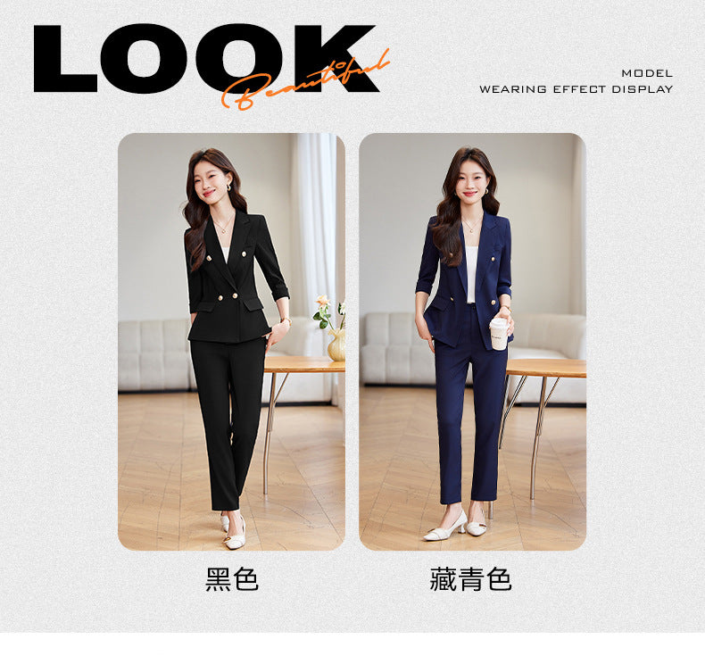Seven-point Sleeve Suit suit Women's Spring and Summer New College Student Work Clothes Interview Dress Slim-fit Jacket Professional Suit