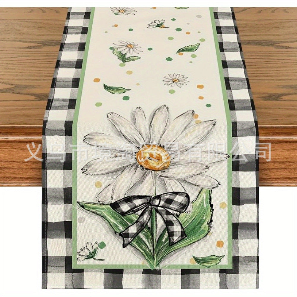 Linen Table Runner Pastoral Flower Lemon Summer Home Dining Table Outdoor Decoration Printed Tablecloth Table Runner
