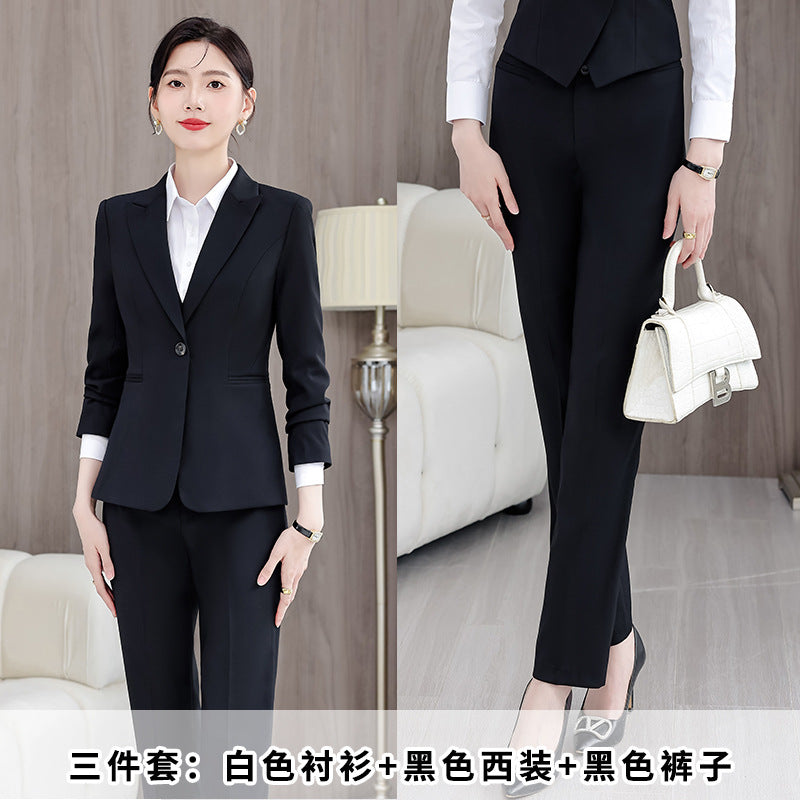 Gray Suit Women's Professional Suit Spring and Autumn Hotel Workwear Elegant Interview Formal Wear Plus Size Workwear