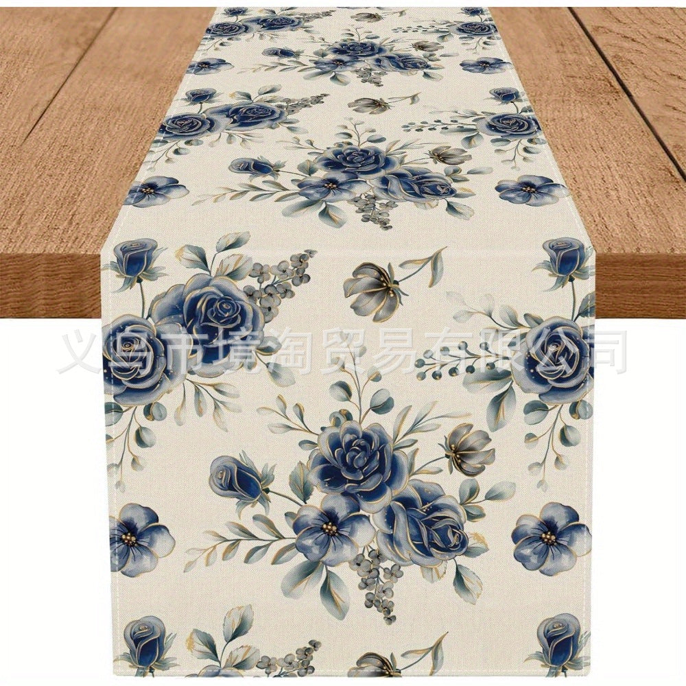 Linen Table Runner Pastoral Flower Lemon Summer Home Dining Table Outdoor Decoration Printed Tablecloth Table Runner