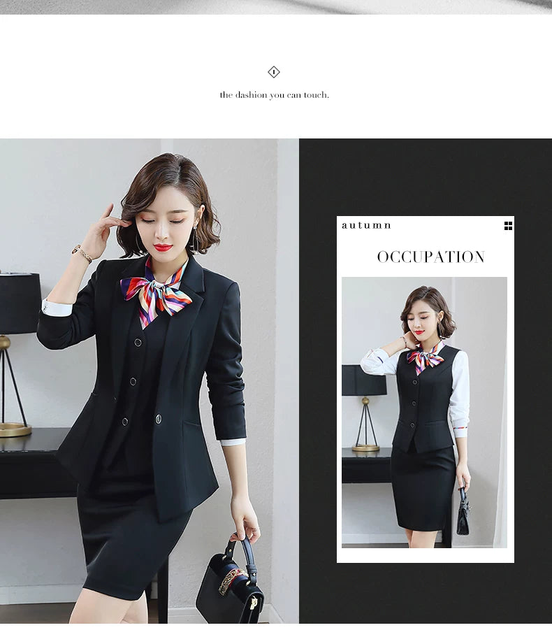 Three-piece suit overalls manager interview formal attire front desk beauty salon business attire bank mobile vest uniform