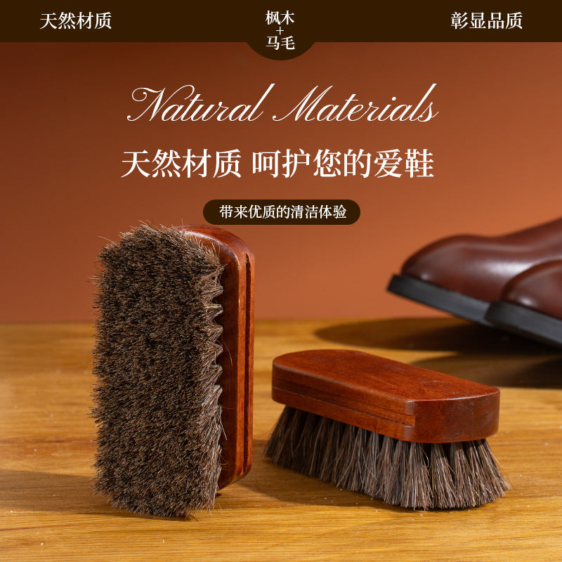Full Horsehair Brush (Excluding Pp) for Leather Shoes, Used for Applying Shoe Polish, Polishing Leather, and Soft-Bristle Cleaning