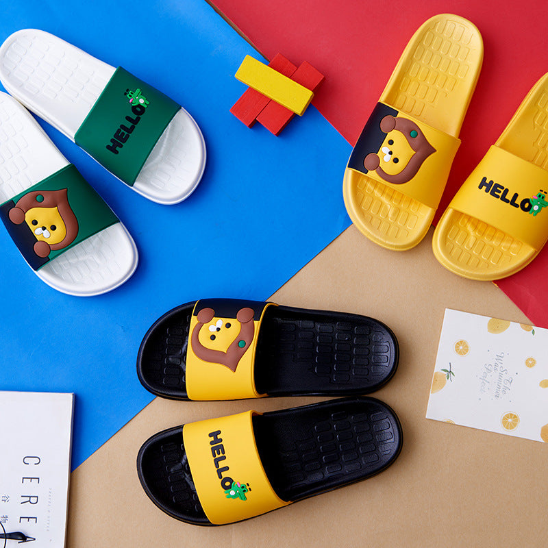 Home Slippers Women's Indoor Bathroom Non-slip Sandals Summer Household Thick-soled Sandals Couple's Cute Outwear Slides