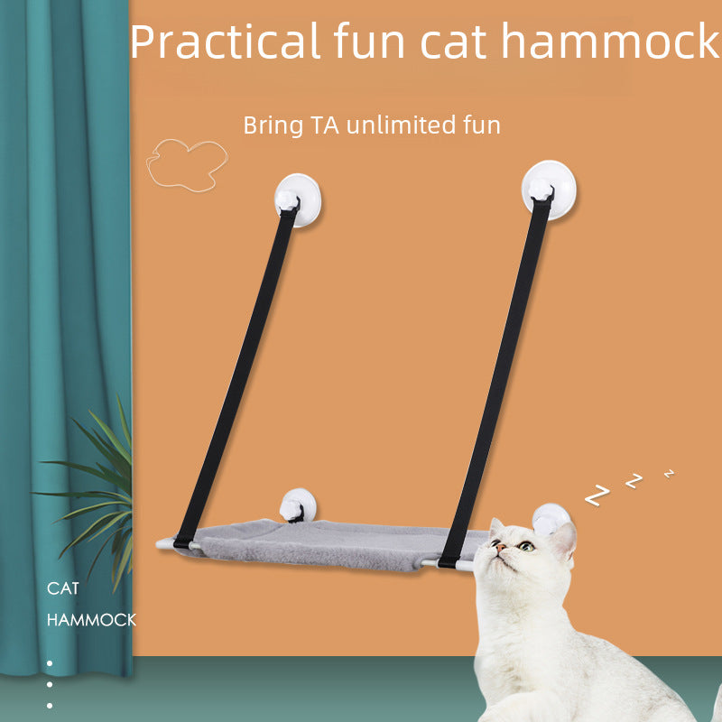 Cross-Border New Cat Hammock with Suction Cups for Windows, Hanging Cat Nest, Double-Layer Wall-Mounted Cat Climbing Frame, Toy Cat Hammock