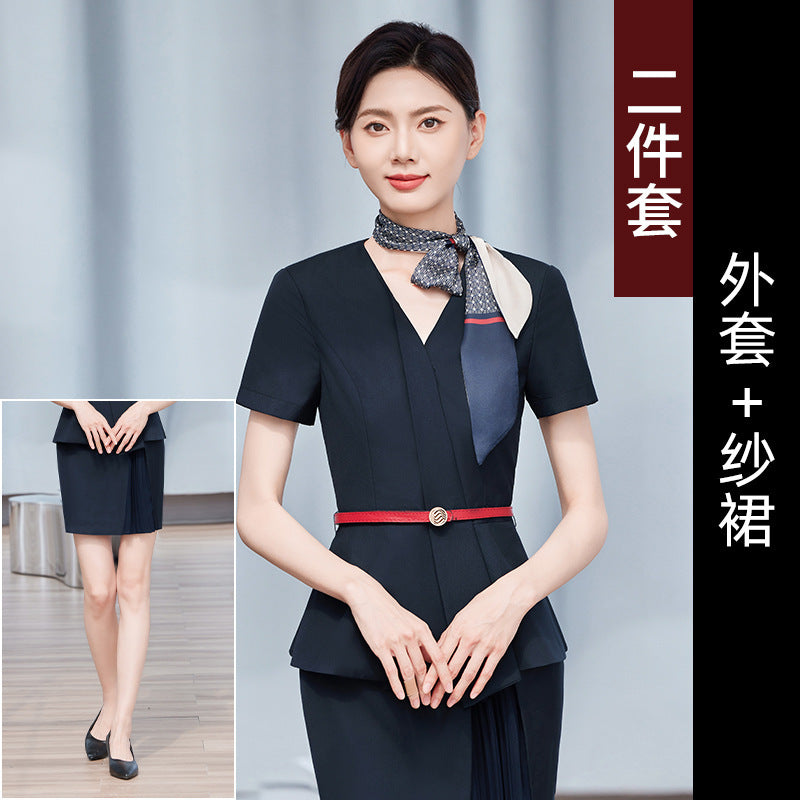 2025 New China Mobile Workwear Women's Summer Mobile Company Hall Manager Workwear Short-Sleeved Jacket Women's Skirt Shirt