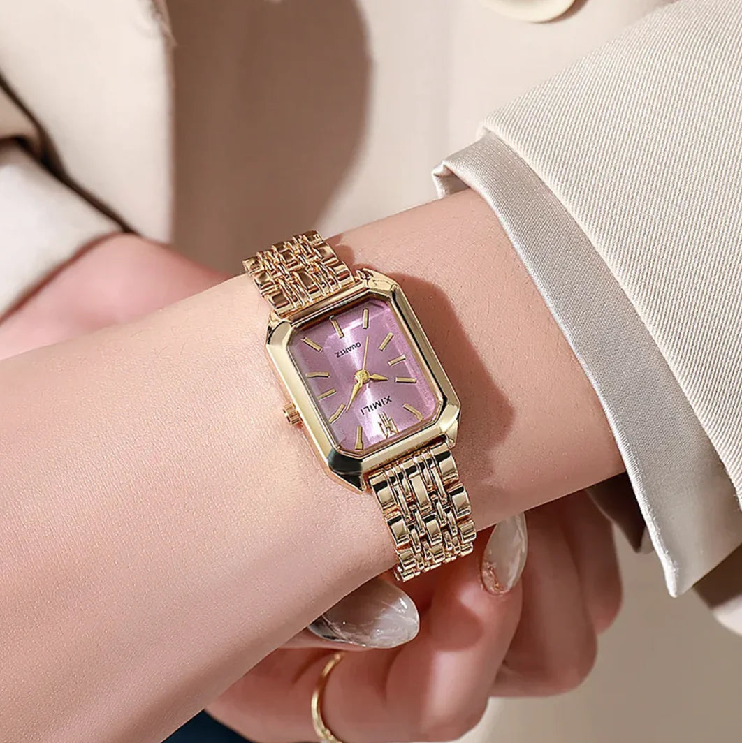 Reloj de mujer con correa de acero cuadrada