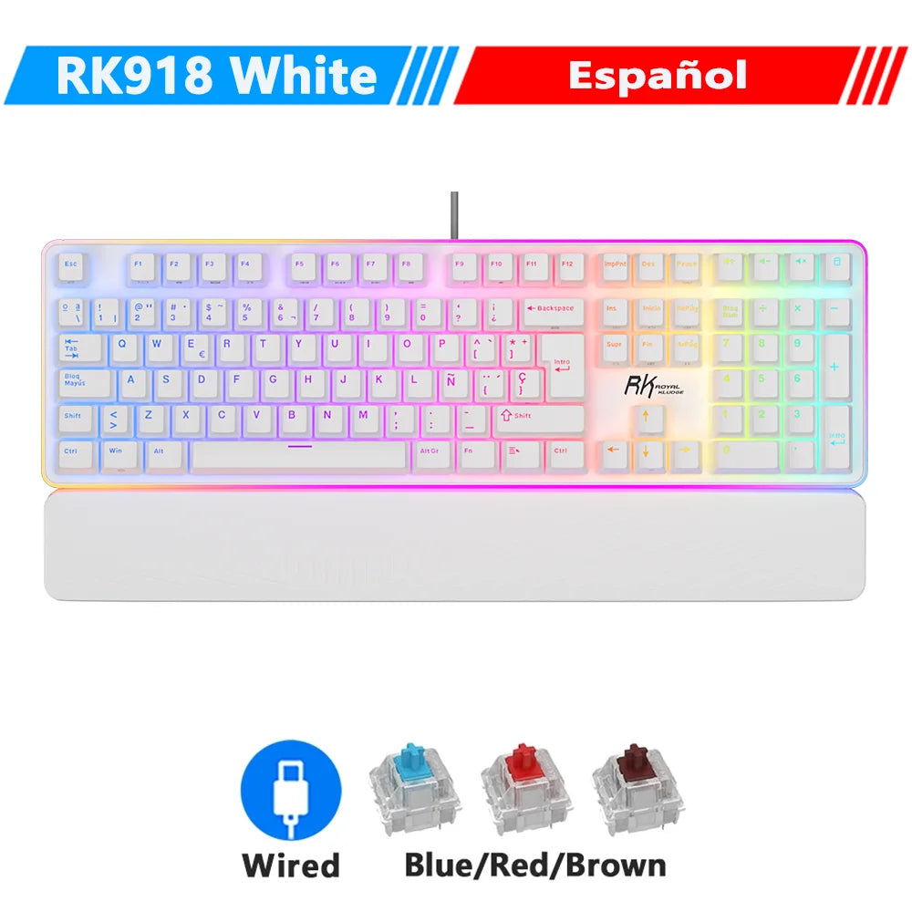 RK ROYAL KLUDGE RK918 Wired Mechanical Keyboard 108 Keys 100% RGB Backlit Gaming Keyboard