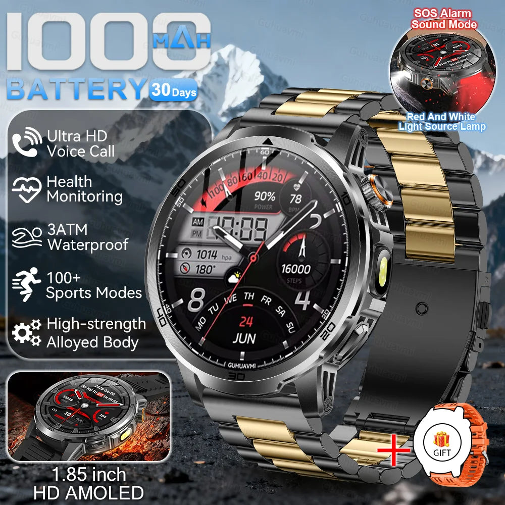 New Outdoor 1000mAh Large Battery Smart Watches Man Military 5ATM Waterproof Heart Rate Bluetooth Call Sports Smartwatch 2026