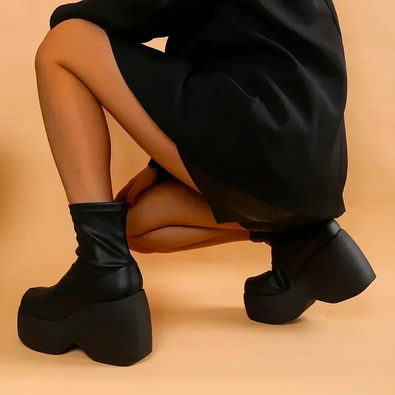 Brand New Gothic Style Sexy Elegant Chunky Platform Women Ankle Boots