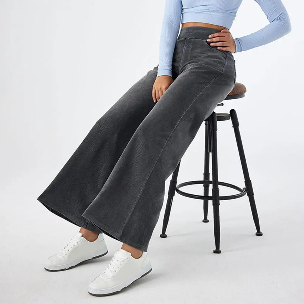 Trend4us Wide-Leg Stretch Denim Pants