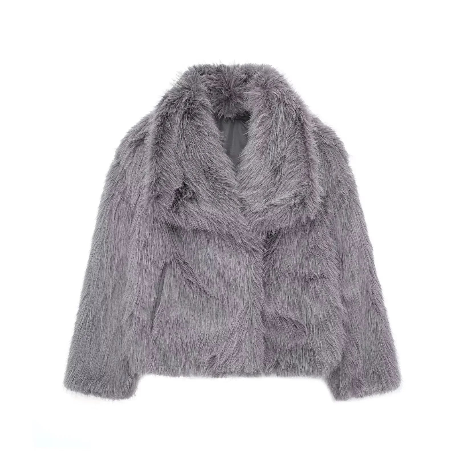 Winter Plush Coat Fashion Warm Thicken Fluffy Lapel Jacket