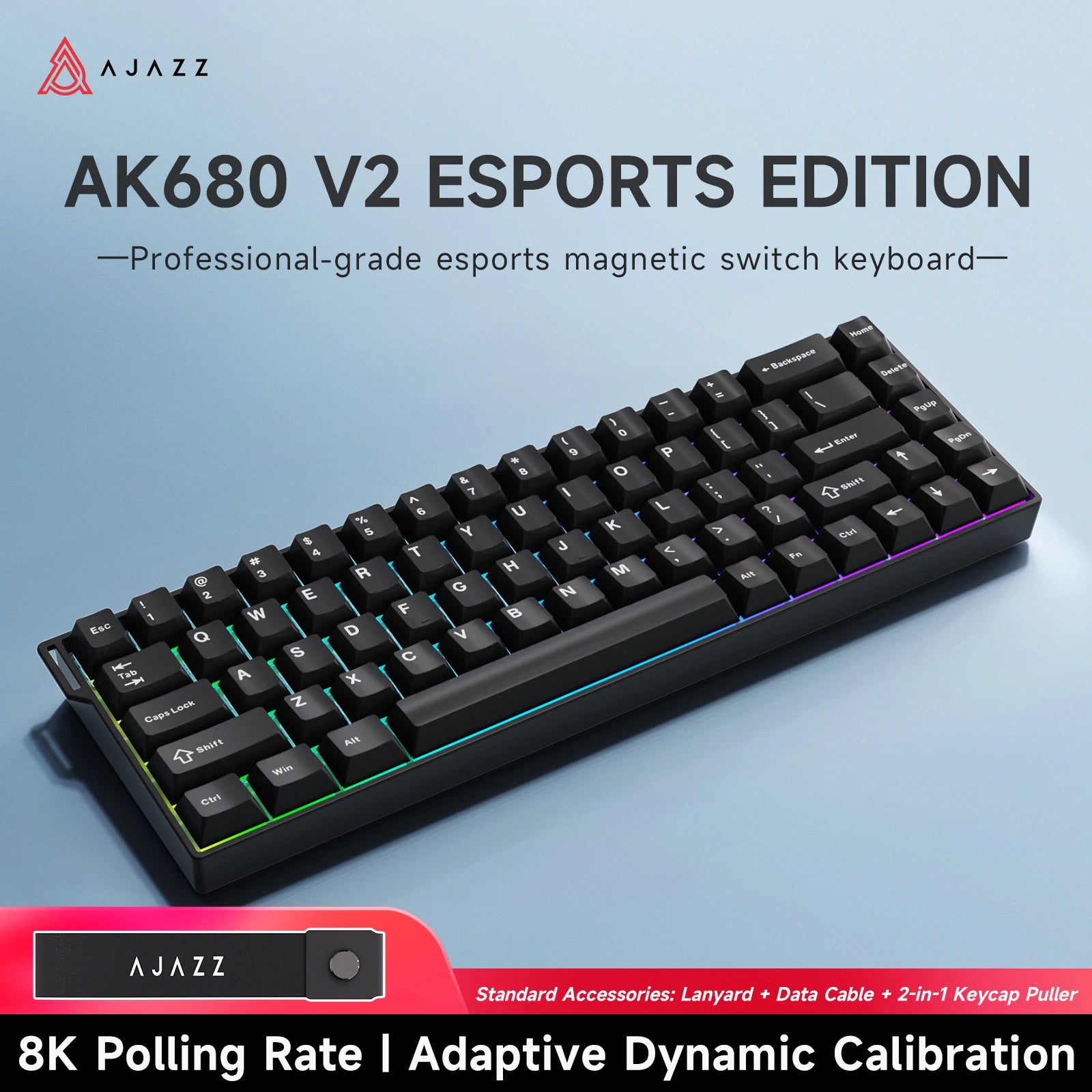 AJAZZ AK680 V2/AK680 MAX Magnetic Switch Mechanical Keyboard 60% Rapid Trigger 0.01mm 8K Return 68 keys Wired Gaming Keybaord