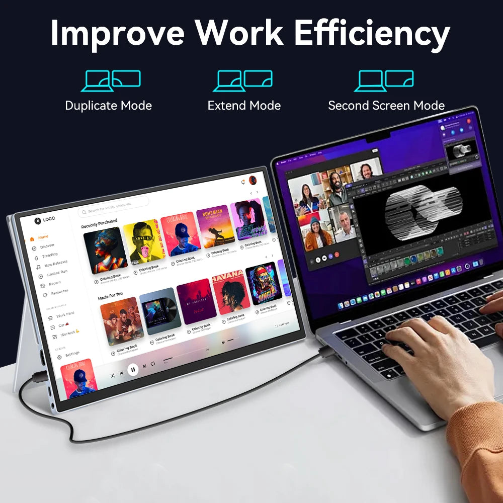 Portable Monitor Touchscreen 14 Inch 1920X1200P Ultra-Slim HDR FHD IPS Travel Display with case and Speakers