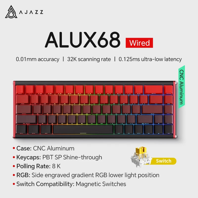 AJAZZ AK680 MAX Mechanical Keyboard HE Hall Effect Switch 60% 8k/1K RGB Wired/Wireless