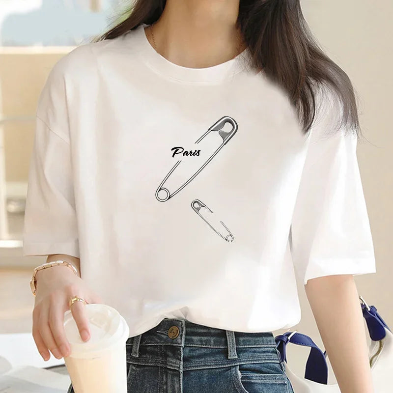 Oversized Luxury Brand NewParis Graphic Tshirt Female Summer Casual T-Shirts For Women's Girls Streetwear Short Sleeve Tee Shirt