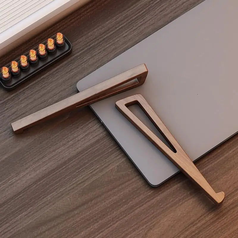 Portable Wooden Laptop Stand-Ergonomic 12° Adjustable Angle, Cooling Ventilation Triangular Design,Office Accessory
