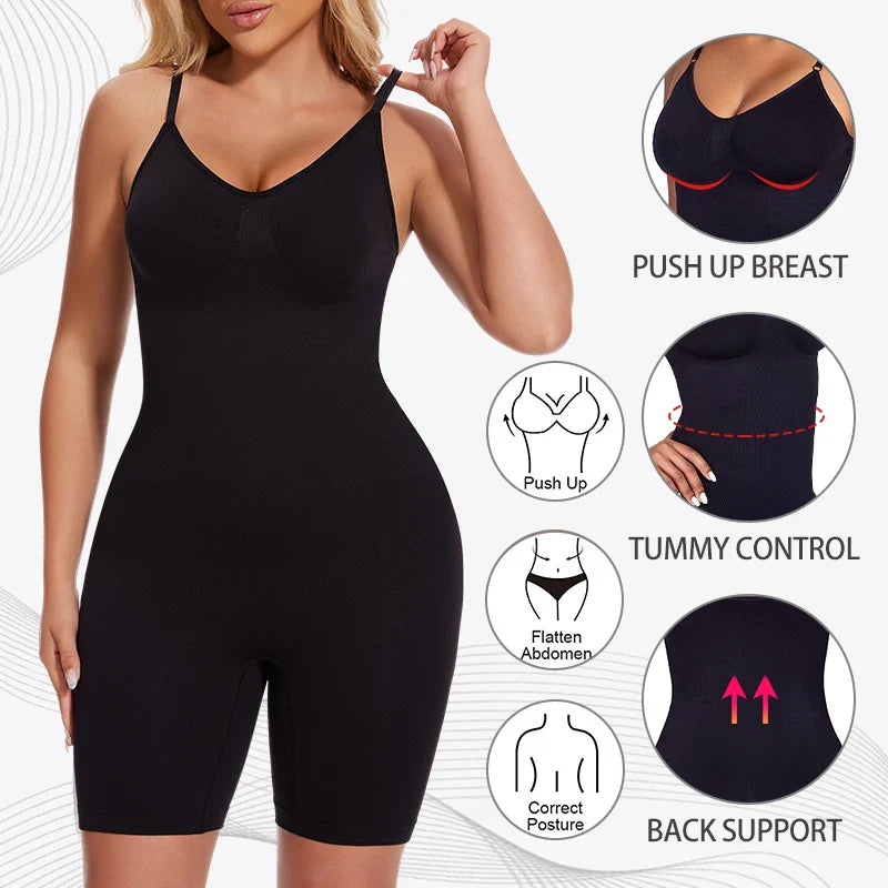New Bodysuit Shapewear Women Tank Top Tummy Control Full Body Shaper Anti Chafing Shorts Slimming Waist Trainer Butt Lifter