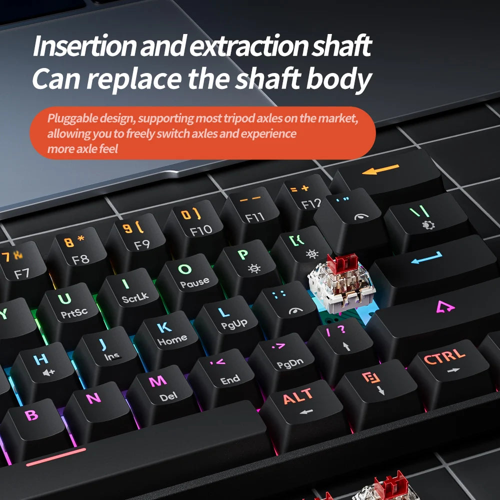 MUCAI MK61 USB Gaming Esports Mechanical Keyboard 61 Key Red Axis Wired Detachable Cable RGB Backlight Hot Swap