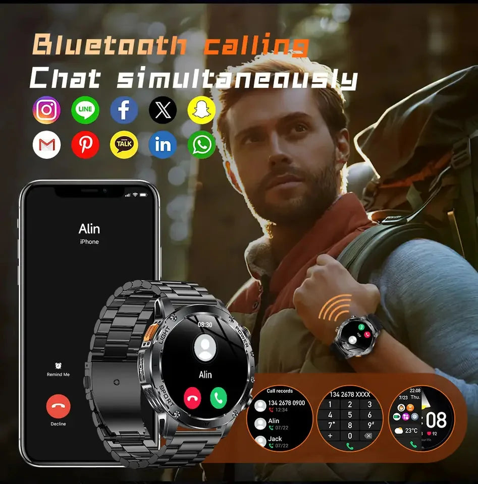 2025 T-REX3 1000mAh Large Battery Durable Adult Smart Watch GPS Strong Flashlight 10ATM Waterproof BT Call Sports Smartwatch Men