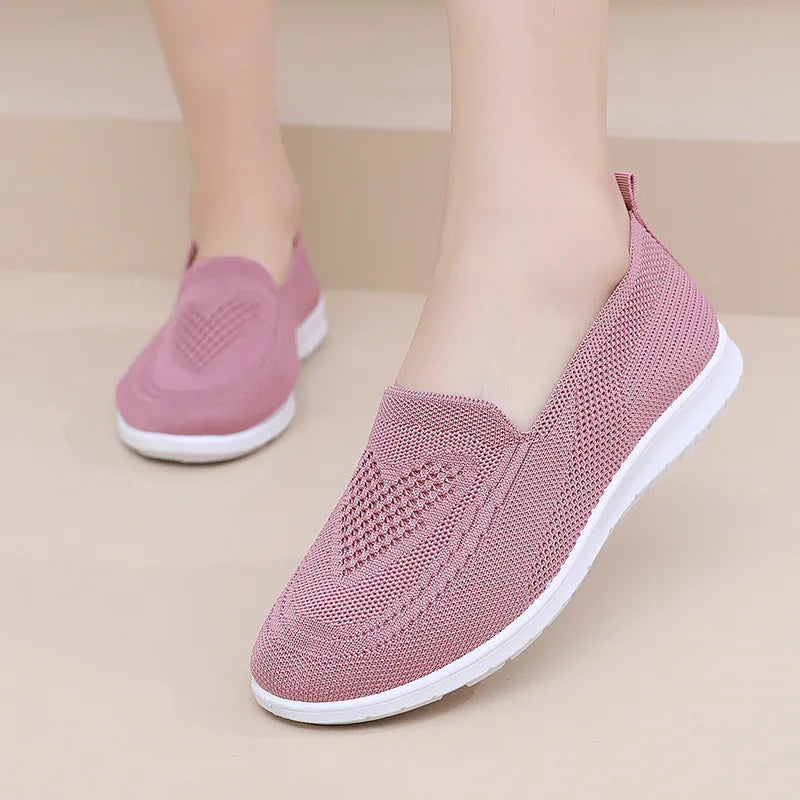 Women’s Casual Slip-On Shoes Breathable Flat Chunky Sole