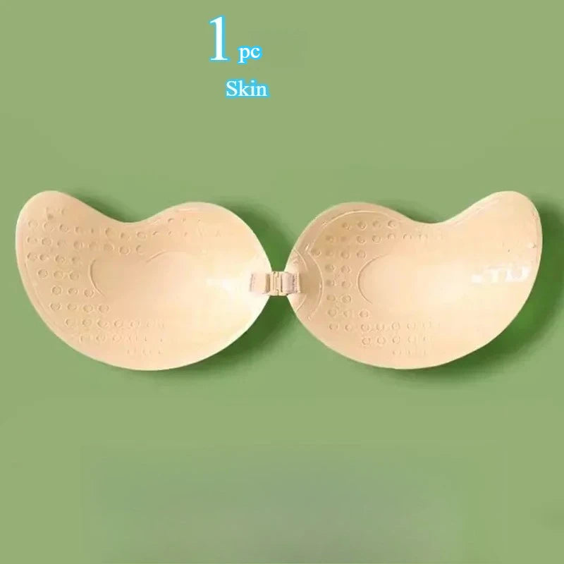 Invisible Push Up Bra – Backless Strapless Self-Adhesive Silicone Bra for Women with Front Closure and Seamless Lift